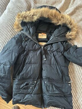 Parajumpers black coat with fur trimmed hood.